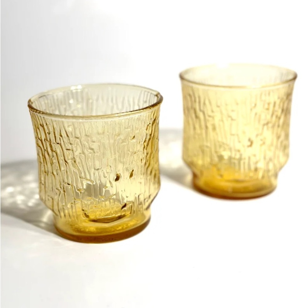 Vintage Rocks Glasses, Anchor Hocking, Amber, Mid Century Modern